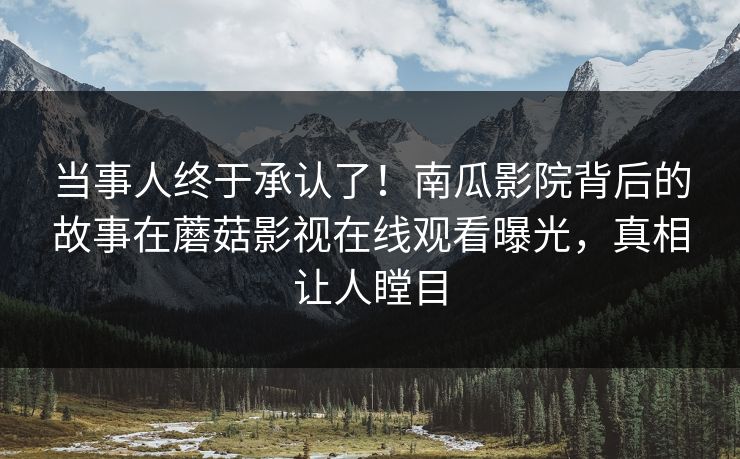 当事人终于承认了！南瓜影院背后的故事在蘑菇影视在线观看曝光，真相让人瞠目