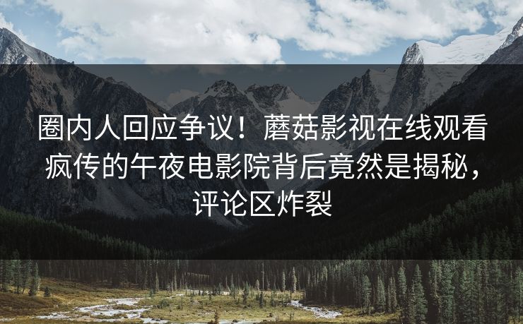 圈内人回应争议！蘑菇影视在线观看疯传的午夜电影院背后竟然是揭秘，评论区炸裂