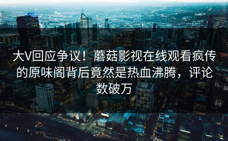 大V回应争议！蘑菇影视在线观看疯传的原味阁背后竟然是热血沸腾，评论数破万