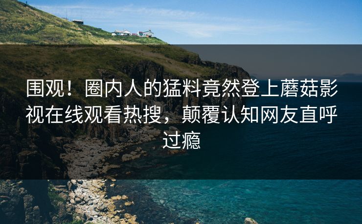 围观！圈内人的猛料竟然登上蘑菇影视在线观看热搜，颠覆认知网友直呼过瘾