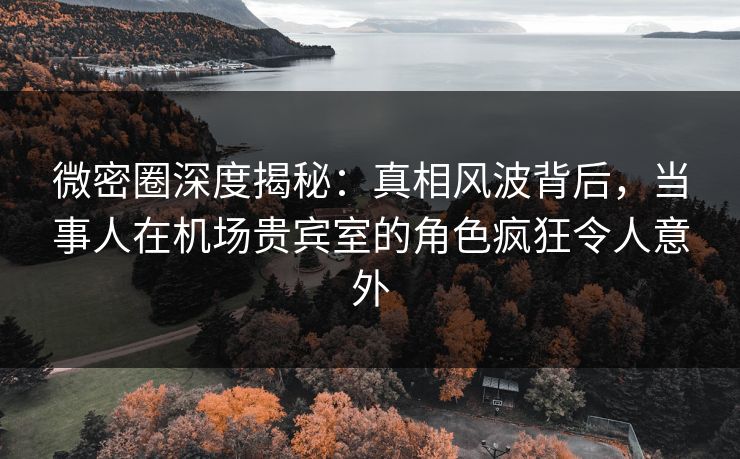 微密圈深度揭秘:真相风波背后,当事人在机场贵宾室的角色疯狂令人意外 微密圈深度揭秘:真相风波背后,当事人在机场贵宾室的角色疯狂令人意外