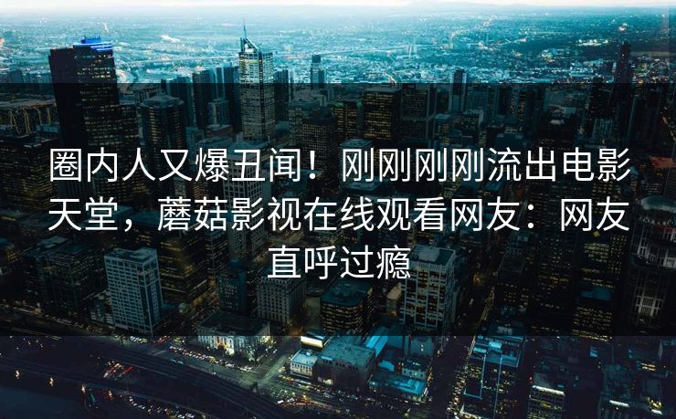 圈内人又爆丑闻！刚刚刚刚流出电影天堂，蘑菇影视在线观看网友：网友直呼过瘾