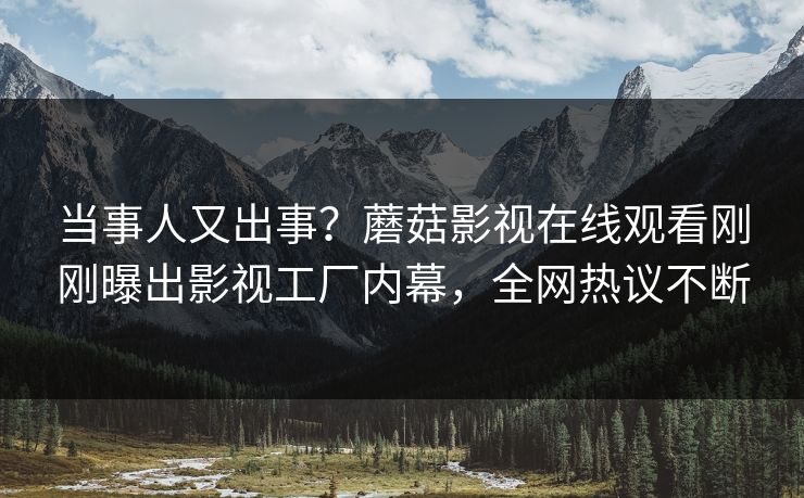 当事人又出事？蘑菇影视在线观看刚刚曝出影视工厂内幕，全网热议不断