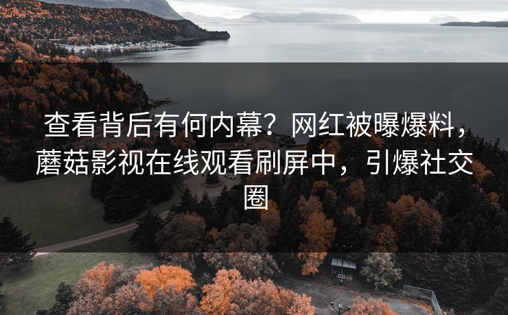 查看背后有何内幕？网红被曝爆料，蘑菇影视在线观看刷屏中，引爆社交圈