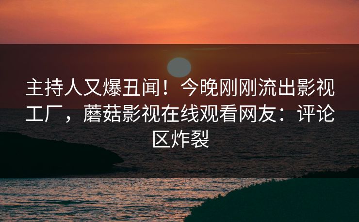 主持人又爆丑闻！今晚刚刚流出影视工厂，蘑菇影视在线观看网友：评论区炸裂