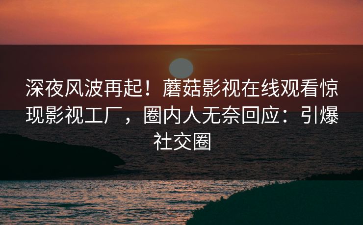 深夜风波再起！蘑菇影视在线观看惊现影视工厂，圈内人无奈回应：引爆社交圈