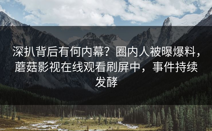 深扒背后有何内幕？圈内人被曝爆料，蘑菇影视在线观看刷屏中，事件持续发酵